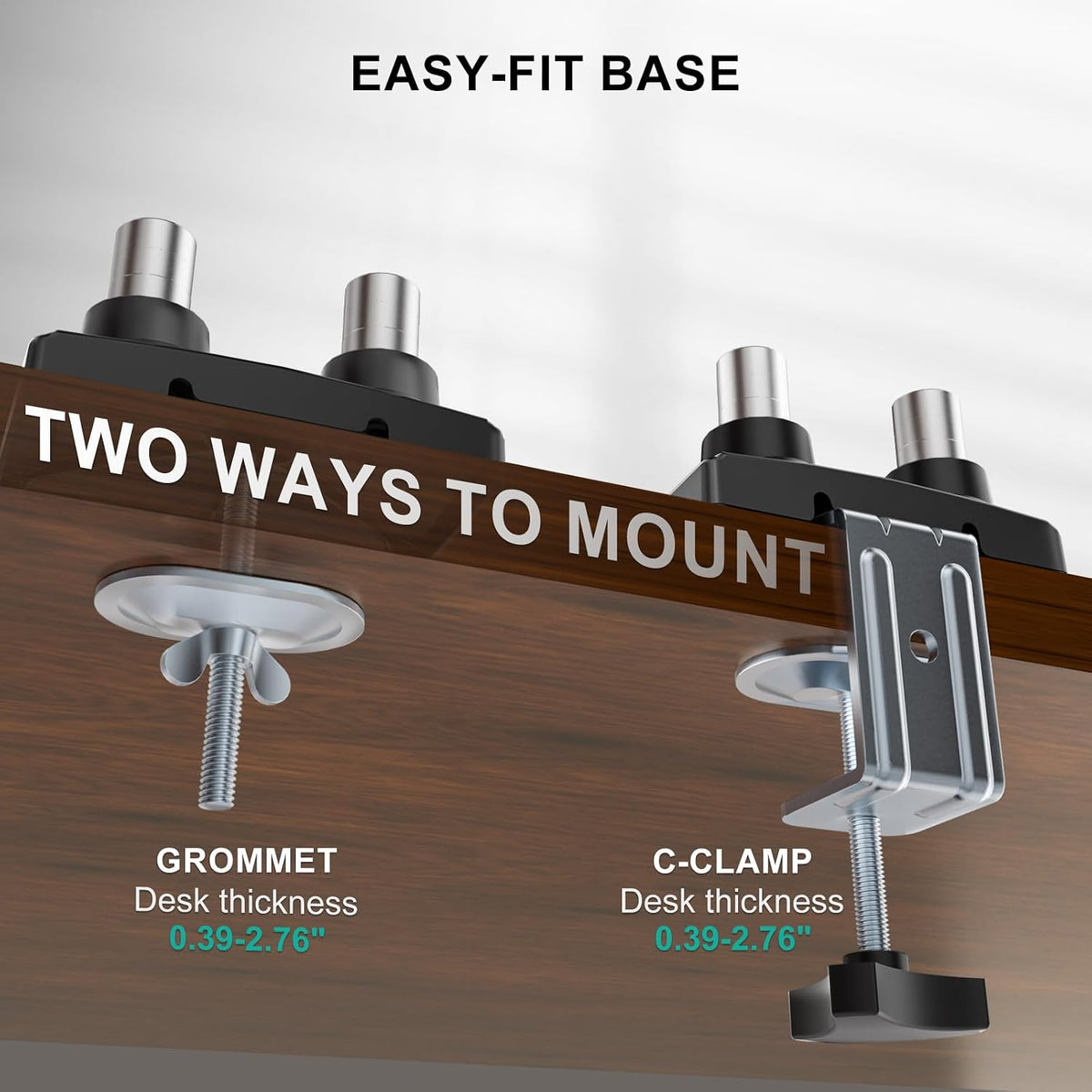 wali adjustable dual monitor arm for 13-32 inch, front angle view