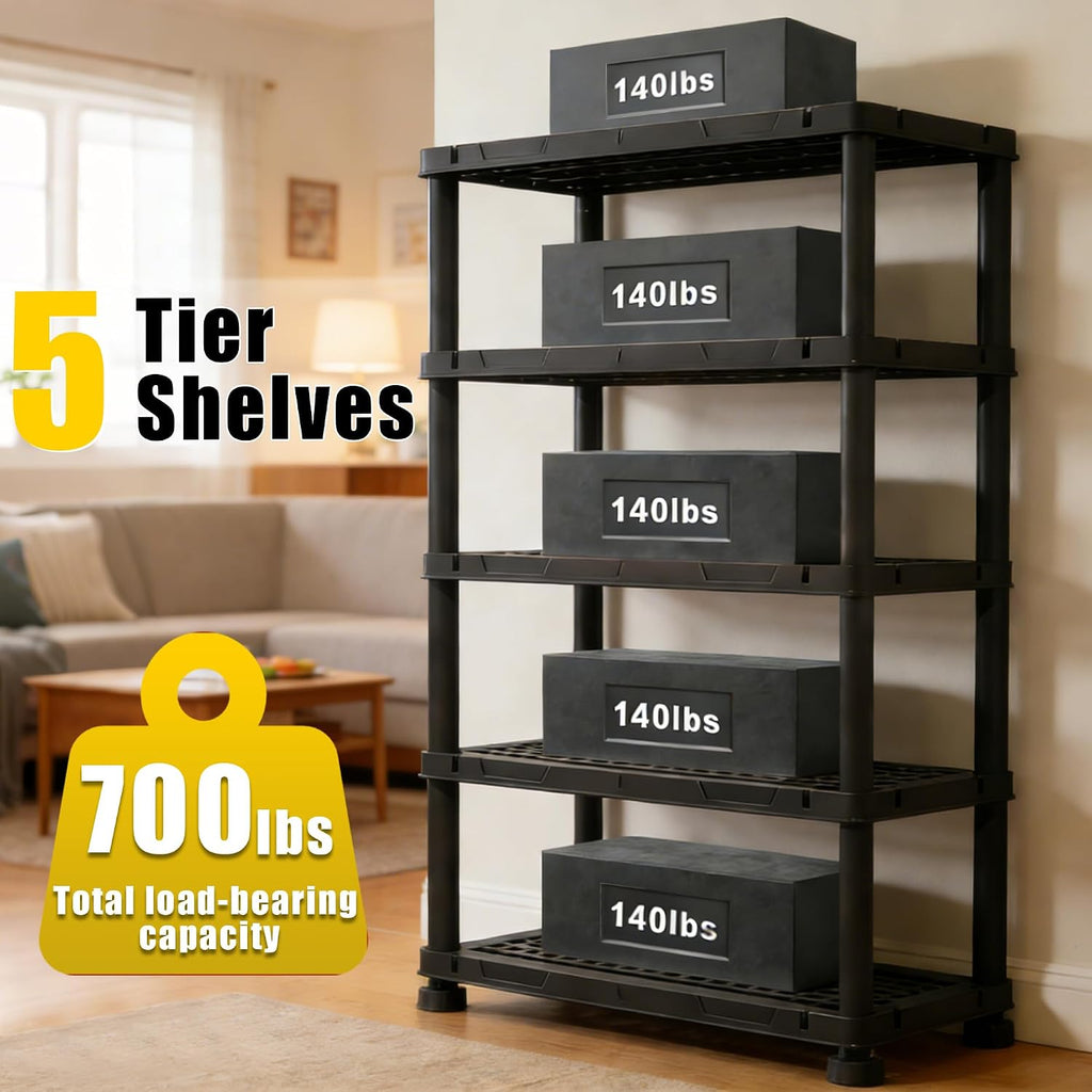 72”h plastic garage storage shelves,5-tier heavy duty plastic, package contents