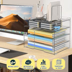KKU 5 Tier Clear Acrylic Desk Organizer, Letter Tray Paper File Desk Organizer - Image 7