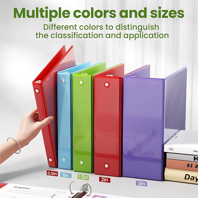 SUNEE 3 Ring Binder 1 Inch 1 Pack, Tender Green - Image 5