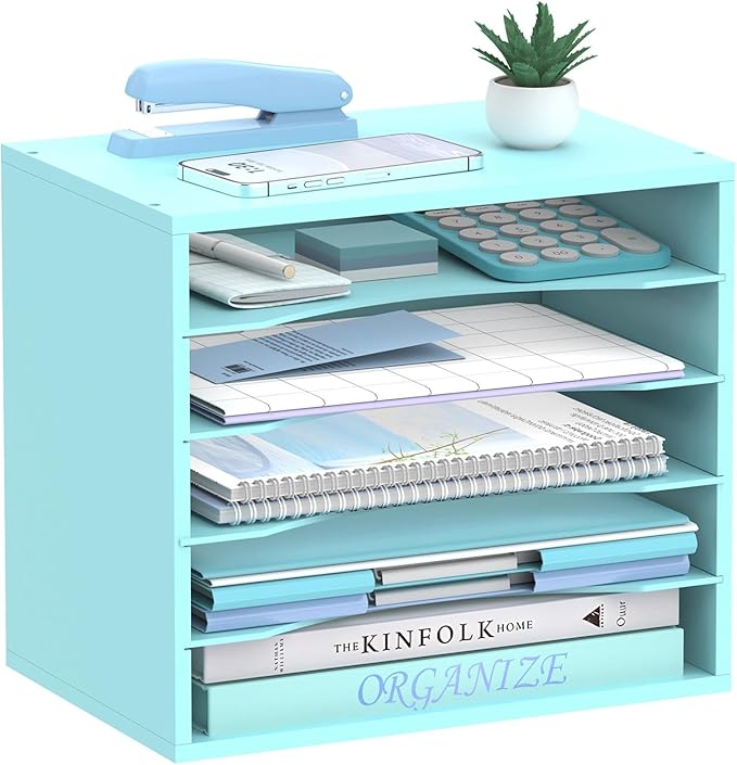 SHARKWOODS 5-Tier Wood Desk Organizer, Paper Tray Organizer by SHARKWOODS