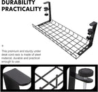 SEWCHICS Under Desk Cable Management Tray Cable Organizer Rack No Drill Black - Image 8