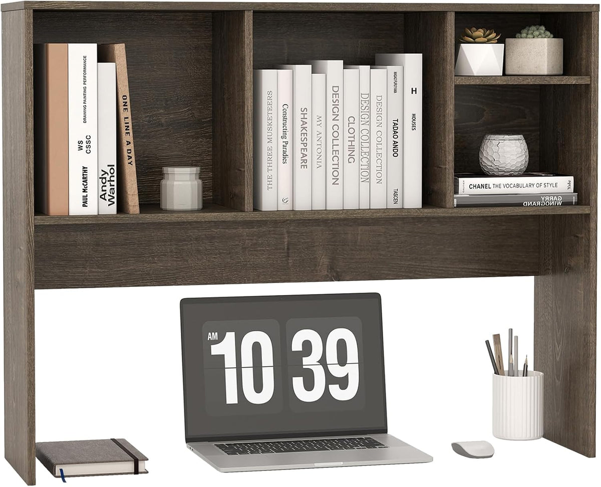 LDAILY Desktop Bookshelf, 2-Tier Office Desk Shelf Organizer with 4 Shelves, ...