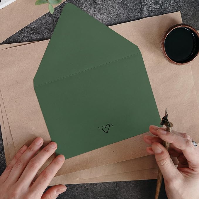 100 Pack Dark Green Envelopes 5x7, Goefun A7 Envelopes - Image 6
