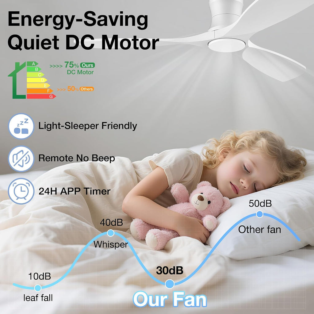 52” smart low profile ceiling fans with light, package contents
