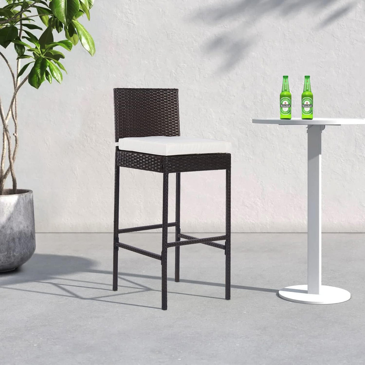 PayLessHere Outdoor Bar Stools Rattan Bar Chairs Set of 2 Wicker Bar stools C...