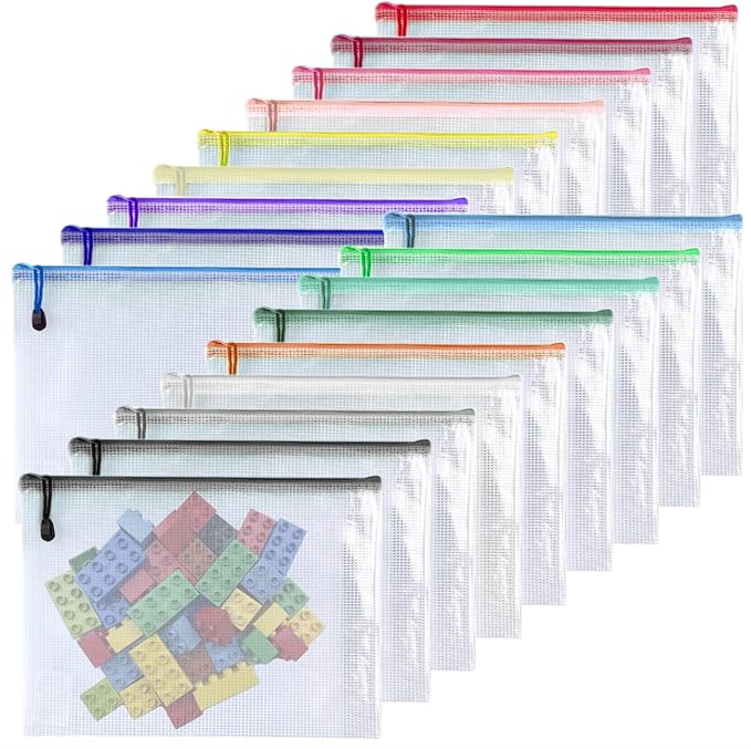 Oaimyy-11 x 14"-18 Pcs-Plastic Mesh Zipper Pouch Document Folders Bag Zip File by Oaimyy
