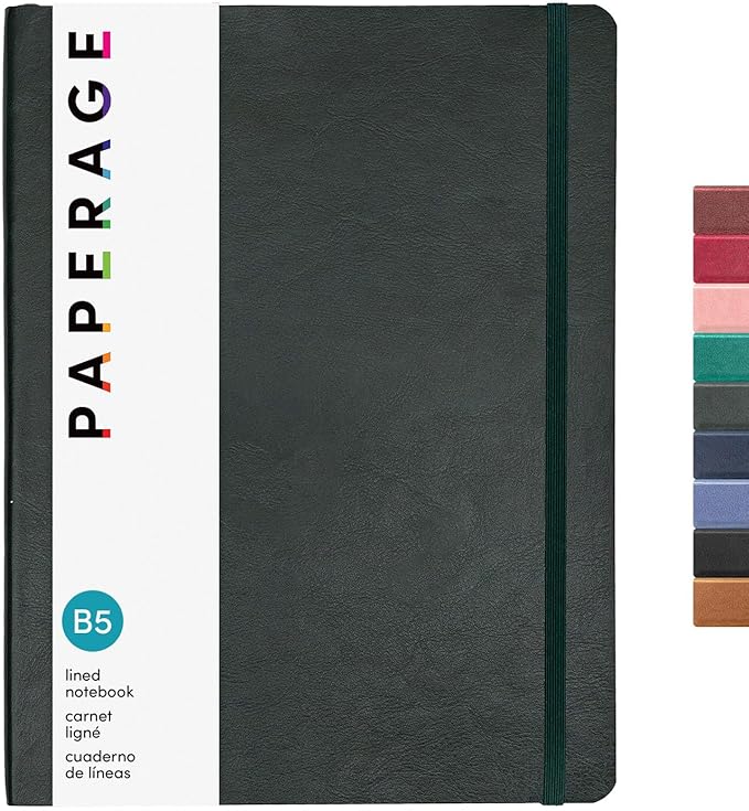 PAPERAGE Softcover Lined Journal Notebook, 176 Pages, Large B5 College Ruled by PAPERAGE