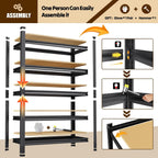 storage shelves 5 tier garage shelving adjustable shelf showing dimensions