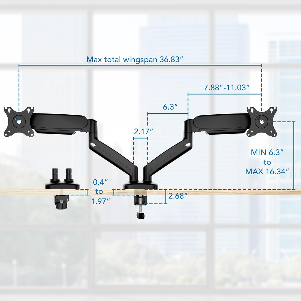 mount-it! dual monitor desk mount, 13-32", 17.6 lbs, view 9