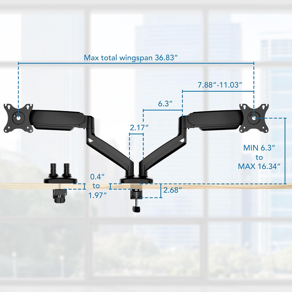 mount-it! dual monitor desk mount, 13-32", 17.6 lbs, view 9