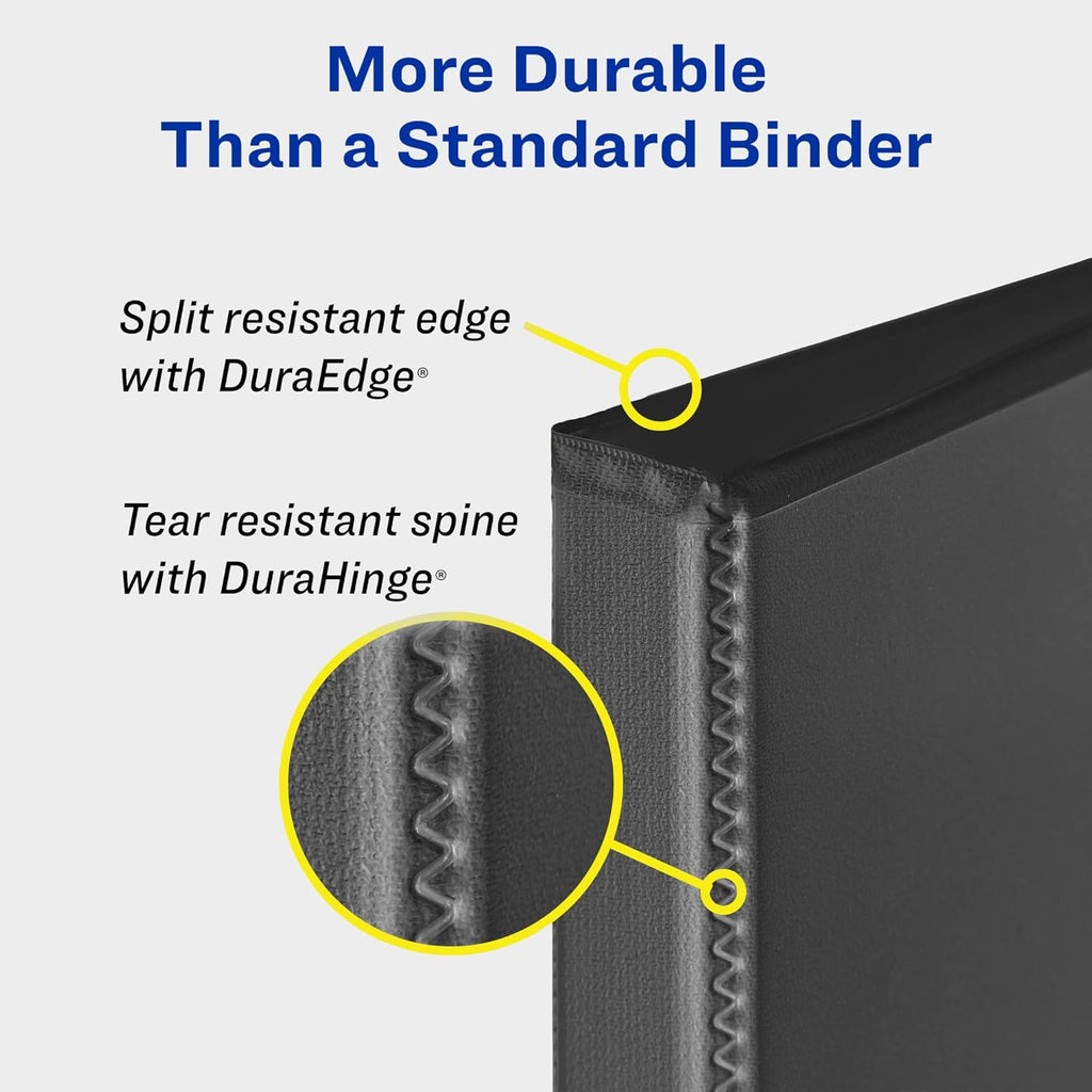 Avery Durable View 3 Ring Binder, 1 Inch Slant Rings, 1 Pink Binder (17830) | For Daily School and Office Use, DuraHinge Tear-Resistant Spine, DuraEdge Split-Resistant Sides, Clear Storage Pockets