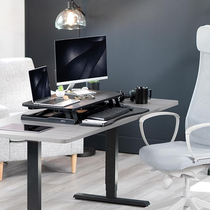 VIVO 32 inch Desk Converter, K Series, Height Adjustable Sit to Stand Riser - Image 8
