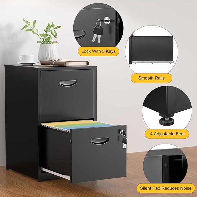 SteeLoong 2 Drawer File Cabinets, Metal Office File Cabinet - Image 5