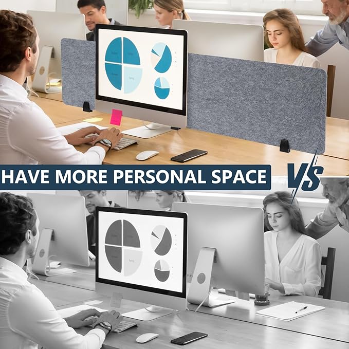 2pcs Privacy Panel, Standing Desk Divider 60"x16" Desktop Office Furniture - Image 4