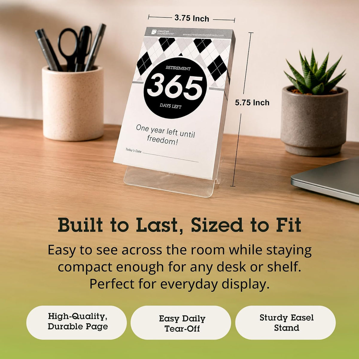 Retirement Count Down Calendar - 5.75"x3.75" - Black and White Tear...