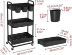 JIUYOTREE 3-Tier Plastic Rolling Storage Cart Utility Cart - Image 2