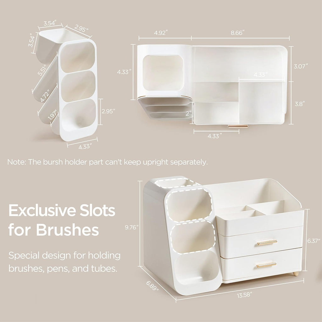 hblife makeup organizer with brush holder for vanity, close-up detail