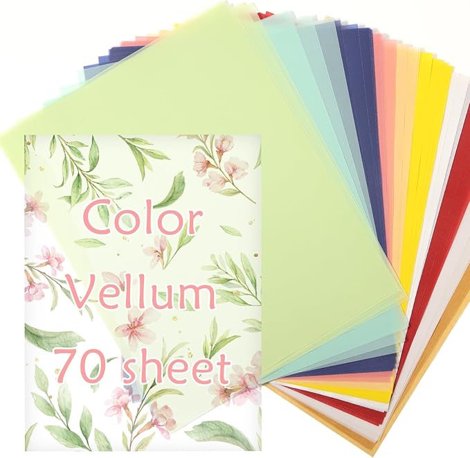 70 Pcs Colored Vellum Translucent Paper 8.5 x 11 inches Tracing Vellum Paper by cridoz