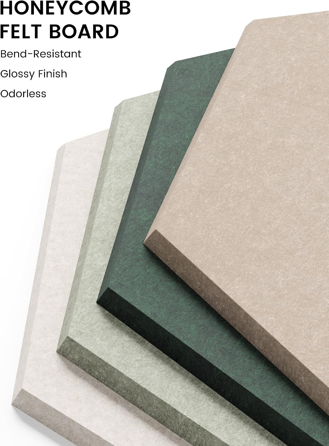 Fluxynara 12-Pack Hexagon Felt Bulletin Board Tiles, Nordic Moss-1