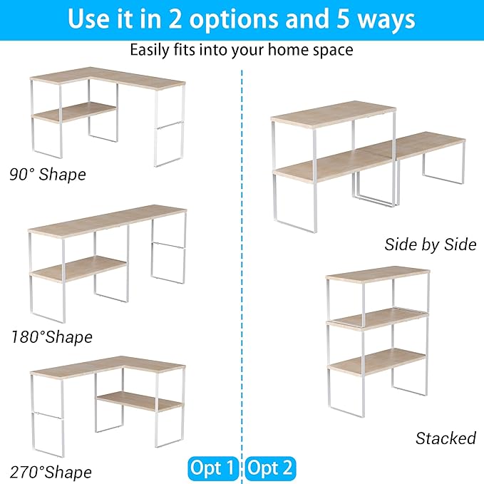 Golener Countertop Organizer Corner Shelf, 2 Tier Adjustable Stackable Corner - Image 6