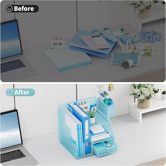 Marbrasse Desk Organizer and Accessories, 3-Tier File Organizer - Image 7