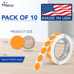 Perco Fluorescent Orange 1-Inch Perforated Circle Dot Sticker Labels—10 Rolls - Image 2