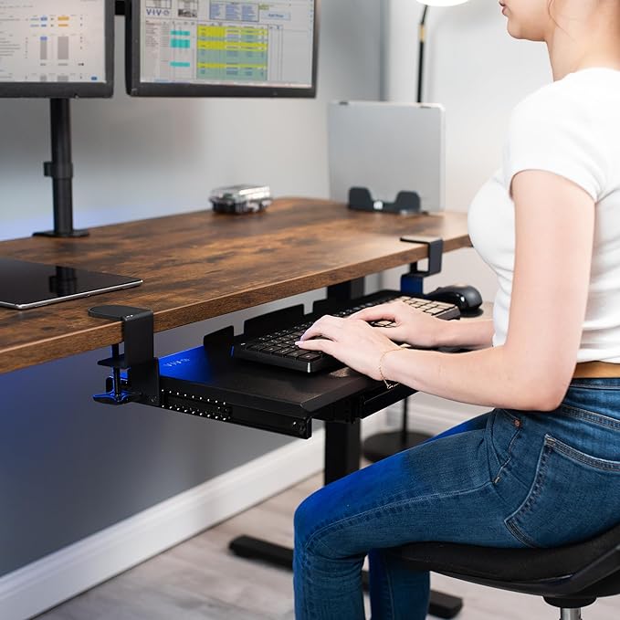 VIVO Large Keyboard Tray Under Desk Pull Out Platform - Image 8
