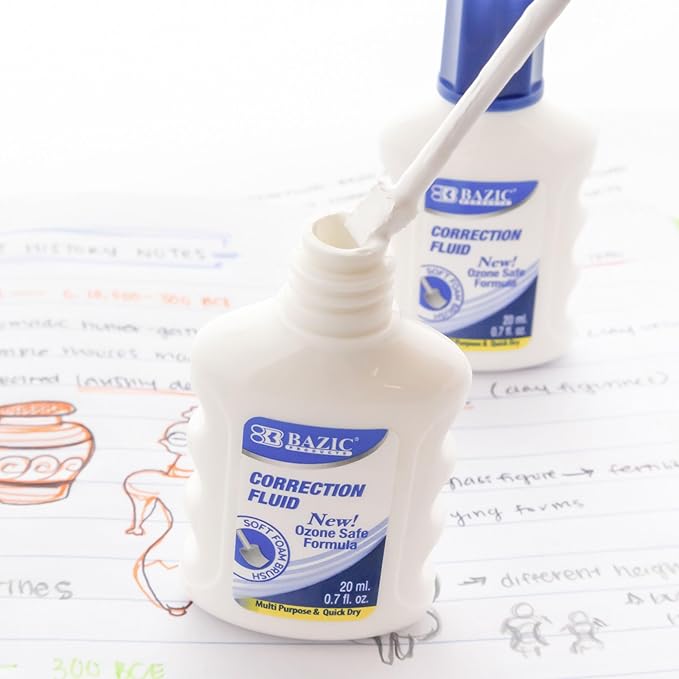 BAZIC Products Correction Fluid, Foam Brush Applicator, Corrections Pen - Image 7