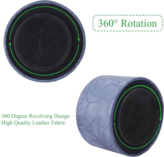 Hennaja Round Leather Art Supply Organizer, Remote Control Holder, 360 Degree - Image 4