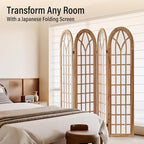 ALeesing Folding Room Divider Privacy Screen Freestanding 4-Panel Shoji Style - Image 7