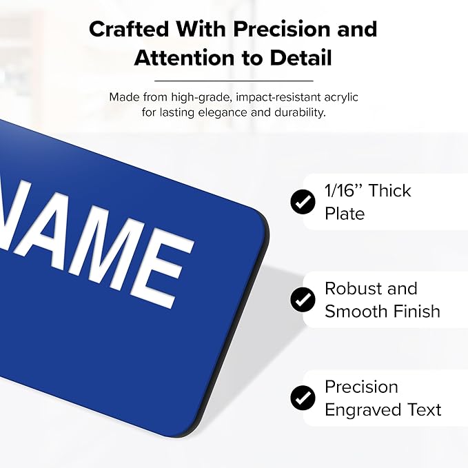 Name Tag, Magnetic Blue and White Name Tags, Personalized Name Tags, 1.5x3 - Image 3