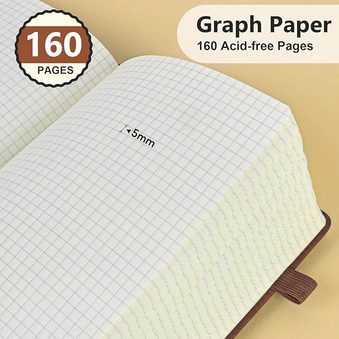 PERCUN Graph Paper Notebook, 160 Pages Grid Journal - Image 4