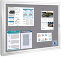 SWANCROWN Enclosed Bulletin Board Grey Felt Displays Boards Weather Resistant by SWANCROWN