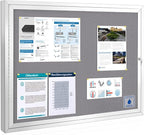 SWANCROWN Enclosed Bulletin Board Grey Felt Displays Boards Weather Resistant by SWANCROWN