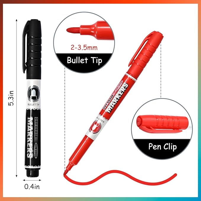 SUQJOY Dry Erase Markers, Bullet Tip Whiteboard Markers, Low Odor Thick Dry - Image 3