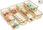 WOWBOX 9 Pack Clear Drawer Organizer Set, Acrylic Drawer Storage Trays by WOWBOX