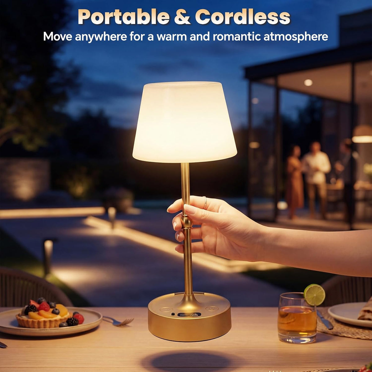 Rechargeable Cordless Table Lamp with Touch Control Stepless Dimming