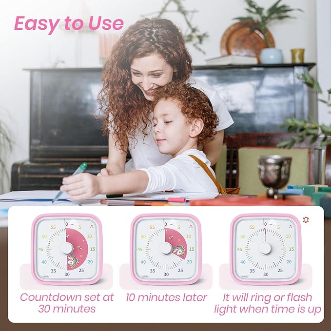 Yunbaoit Visual Timer with Protective Case, Unicorn Disk 60 Minute Countdown - Image 3