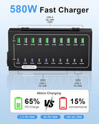 580W USB Charging Station, 20 Port Fast Charging Station - Image 3