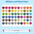 HOMSAILMO-60 Color Alcohol Marker Painting Set, Chisel and Exquisite Double - Image 4