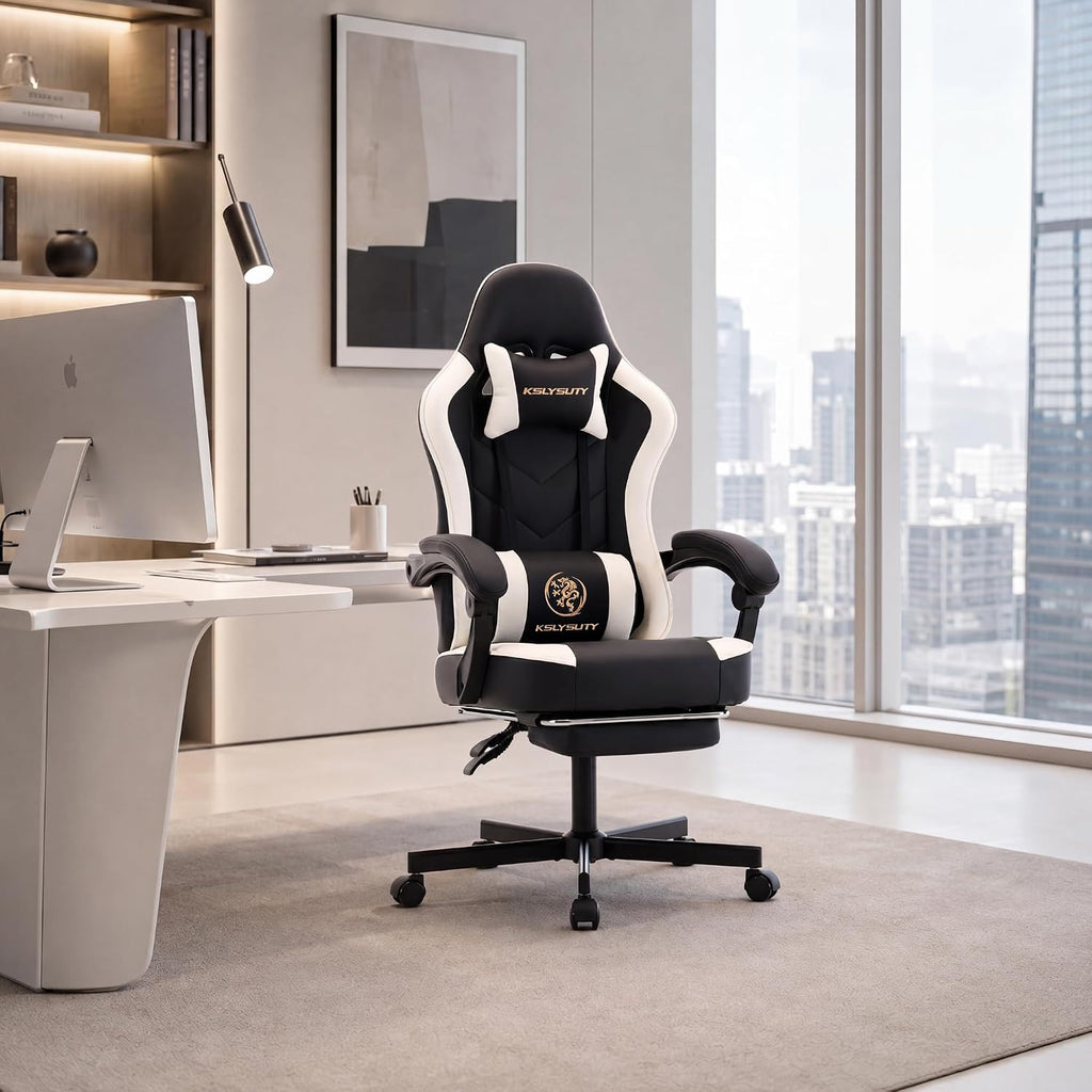 desk computer gaming chair - high back ergonomic, front angle view