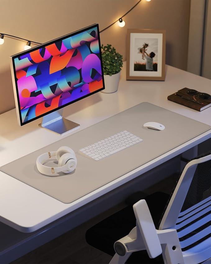 Leather Desk Pad Protector, Mouse Pad, Office Desk Mat, Non-Slip PU Leather - Image 6
