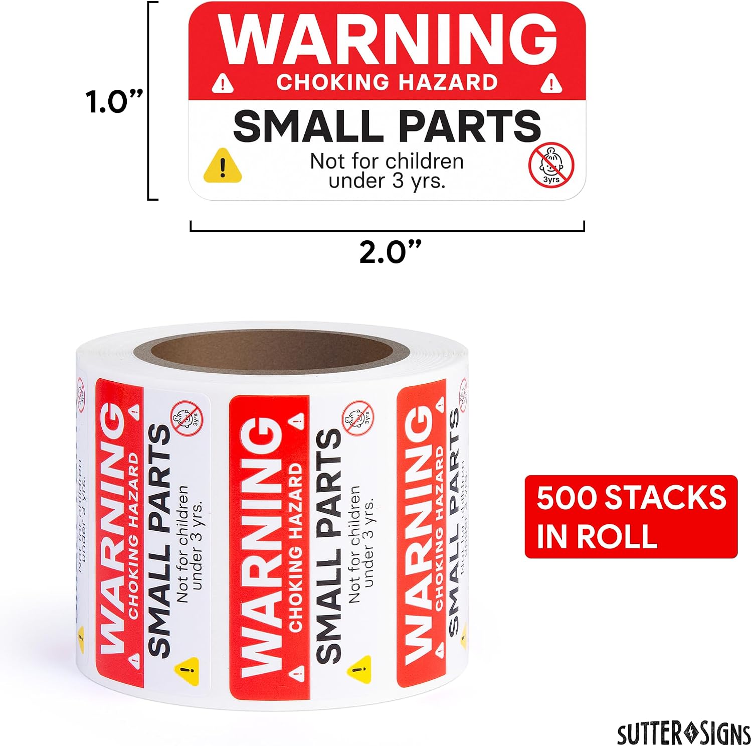 500pcs Small Parts Warning Stickers 1" x 2" | Not for Children Safety Warning Labels for Shipping