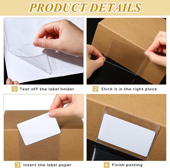 Jeyiour 200 Pcs Label Holders Adhesive Nameplate Pockets Storage Bin Labels - Image 6