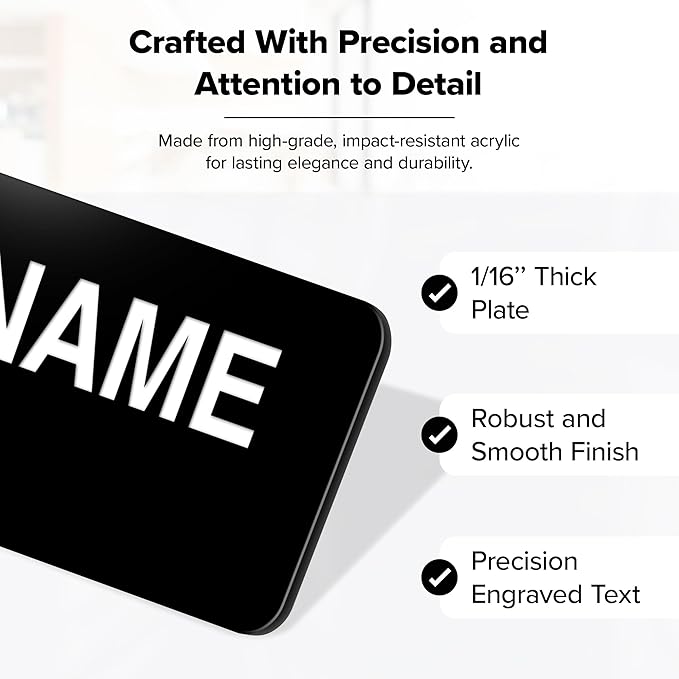 Custom Engraved Name Tags, Magnetic Black and White Name Tags, Personalized - Image 3
