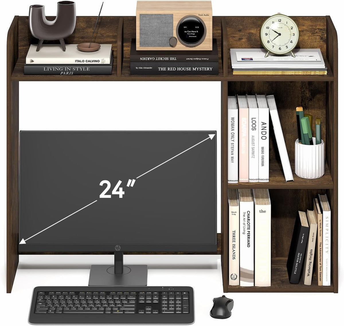 Furinno Classic Desk Shelf, 5-Shelf Desktop Hutch, Book Shelf, 3-Tier Desk Or...