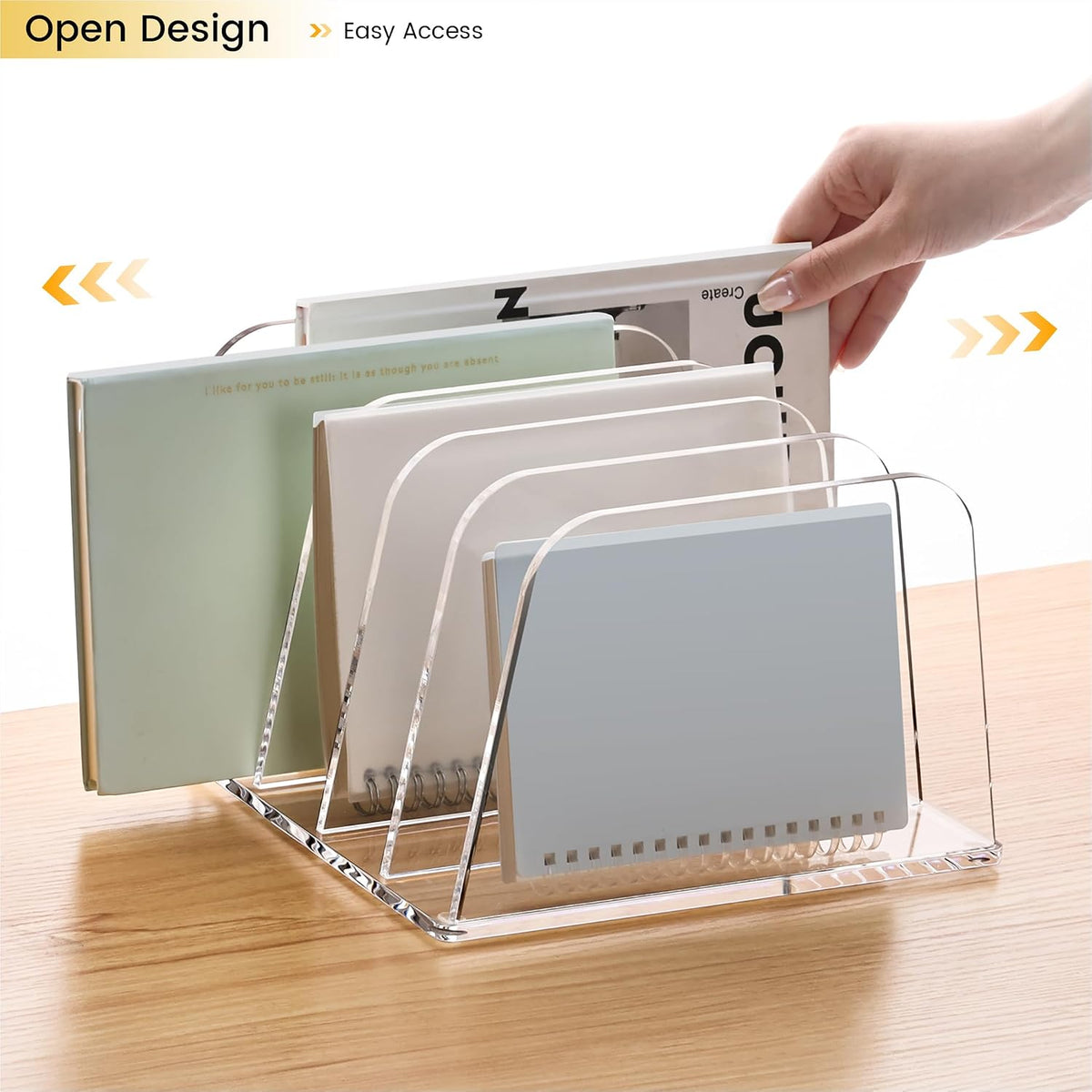 YUXUN Desk File Organizer,5-Section Vertical Clear Acrylic Desk Organizer Fil...