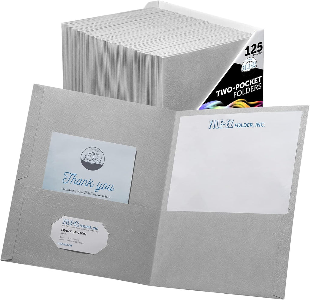 FILE-EZ Two-Pocket Folders, Textured Paper, Letter Size