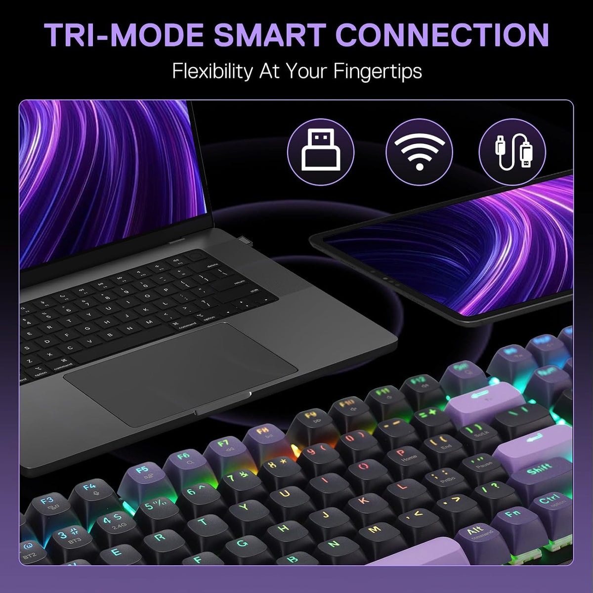 Redragon K740 PRO Wireless RGB Gaming Keyboard, Aluminum Base & Knob, 95%